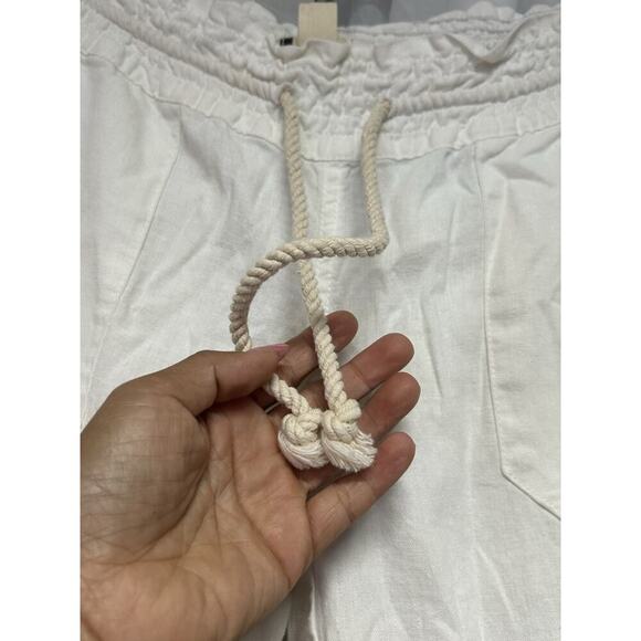 Roxy Oceanside Pants Sea Salt White Beach Relaxed Linen Low Rise Flared Baggy M - Picture 4 of 11